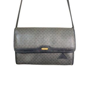 Vintage Liz Claiborne 1980s Purse, Dark Grey, Leather Trim, Dark Academia